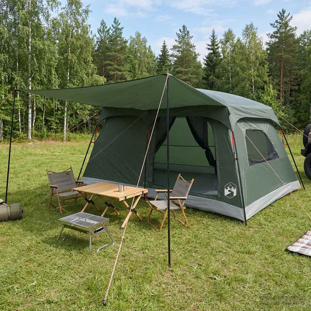 Gezinstent Legergroen 420 x 305 x 200 cm Polyester en staal is nu te koop bij PeponiXL, paradijselijk wonen!