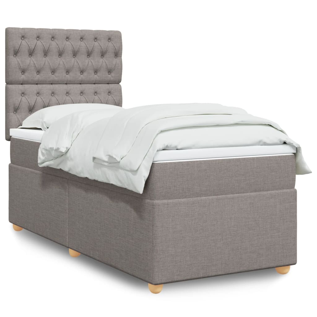 Boxspring met matras stof taupe 80x200 cm is nu te koop bij PeponiXL, paradijselijk wonen!