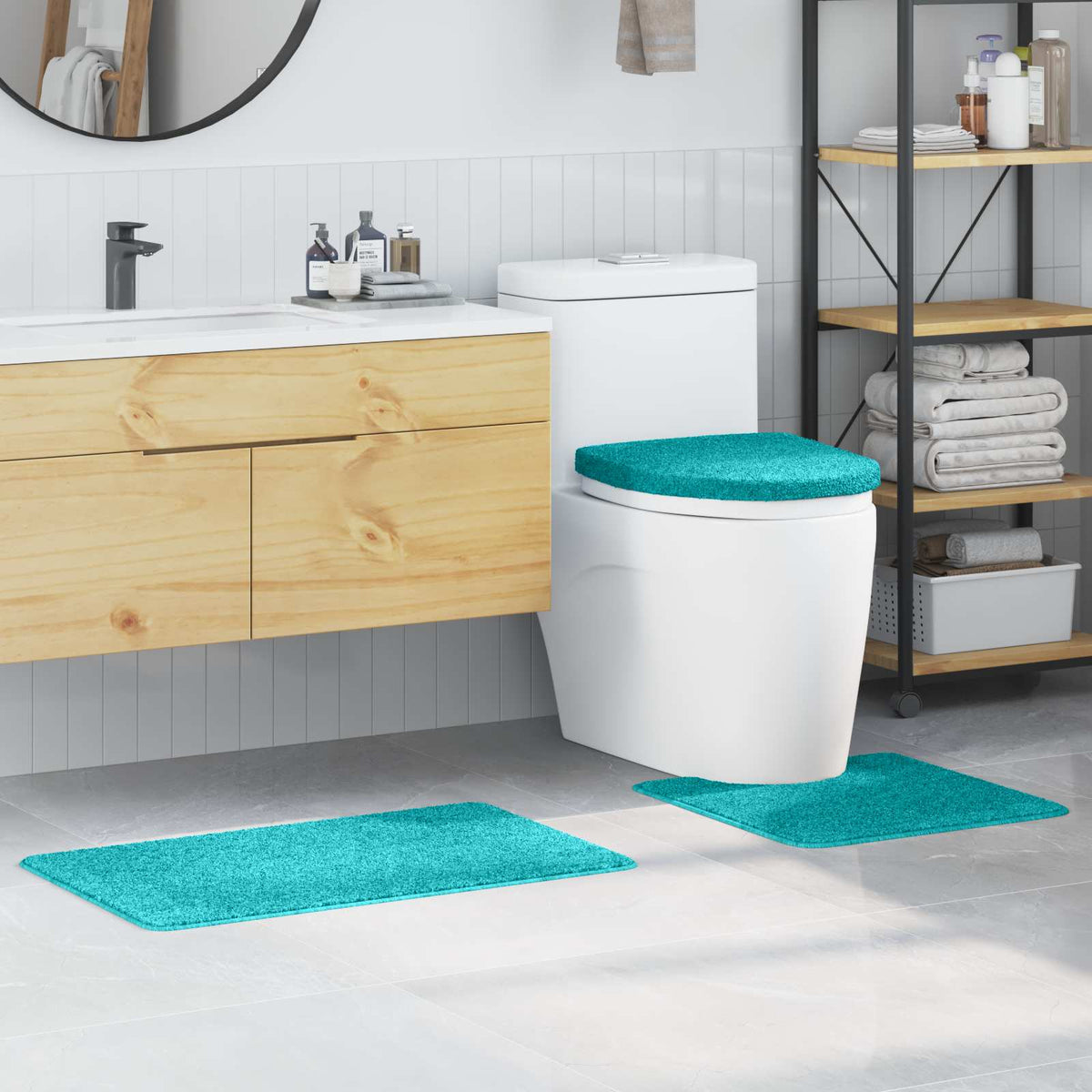 Antislip Badmat Set 3 pcs Turquoise PP is nu te koop bij PeponiXL, paradijselijk wonen!