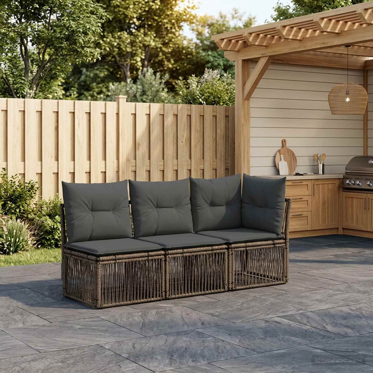 Tuinbankenset 3 st 3-Aantal zitplaatsen Grijs poly rattan is nu te koop bij PeponiXL, paradijselijk wonen!