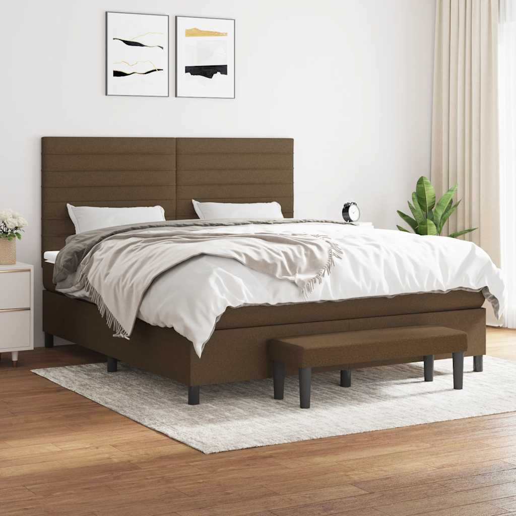 Boxspring met matras stof donkerbruin 180x200 cm is nu te koop bij PeponiXL, paradijselijk wonen!