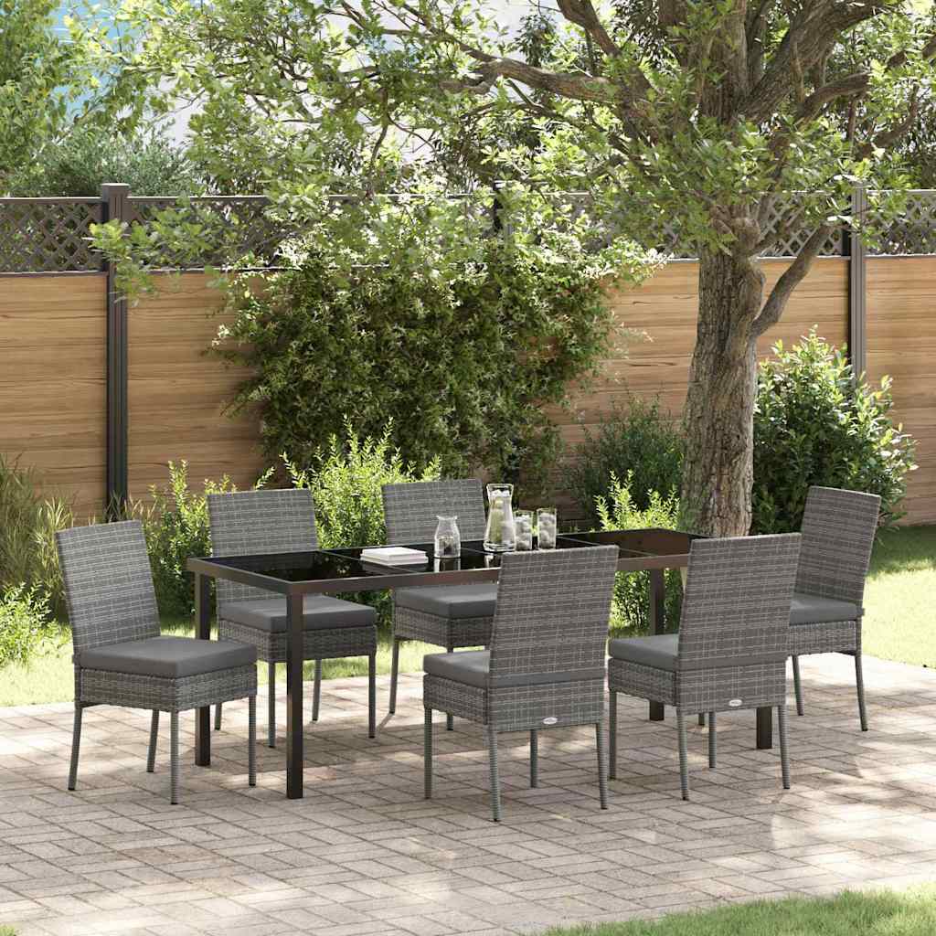 Tuin eettafelset 7 pcs Grijs Gepoedercoat staal is nu te koop bij PeponiXL, paradijselijk wonen!