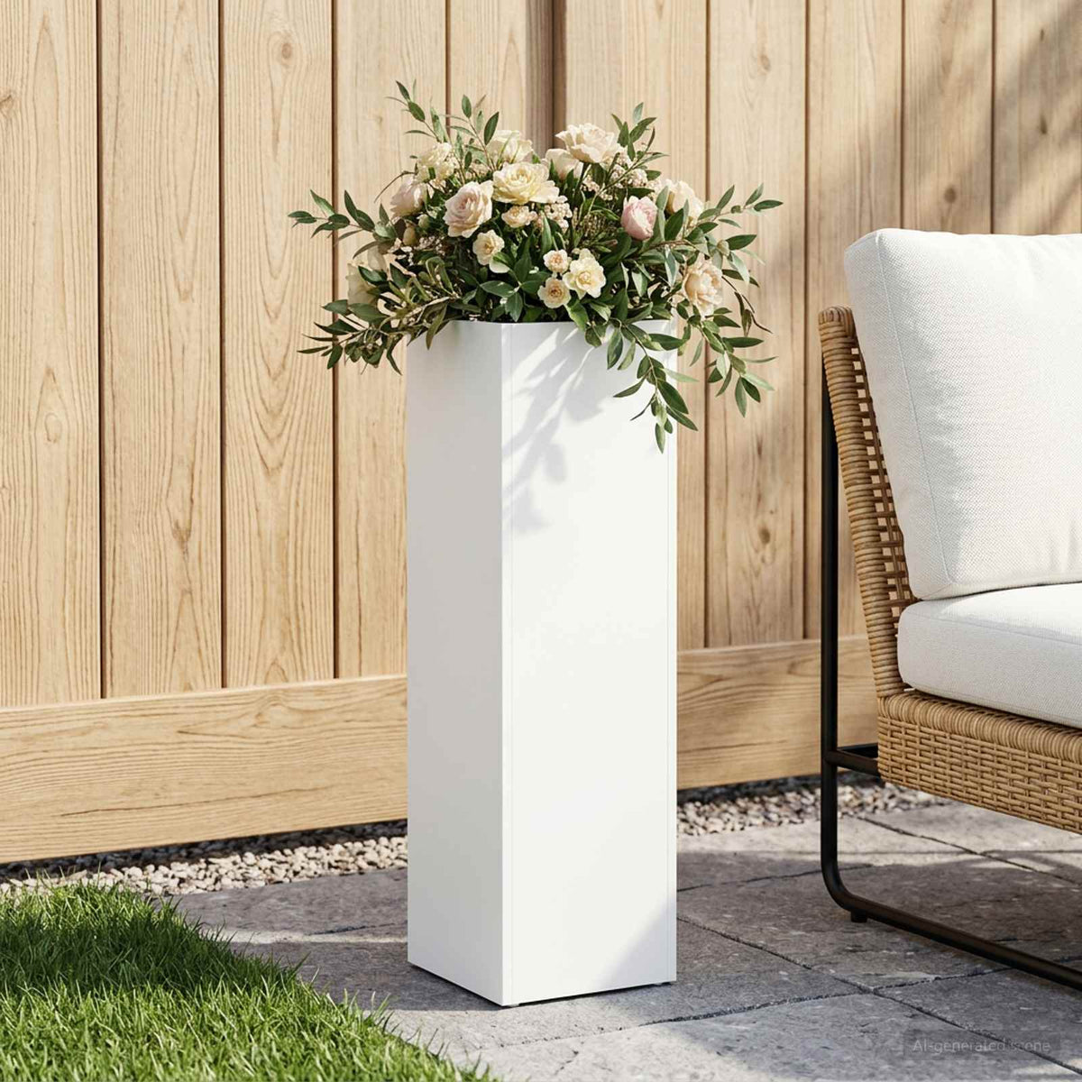 Plantenbak Wit 20 x 20 x 75 cm Koudgewalst staal is nu te koop bij PeponiXL, paradijselijk wonen!