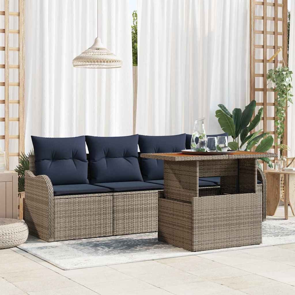 Tuin Sofa Set 5 st grijs en marineblauw is nu te koop bij PeponiXL, paradijselijk wonen!