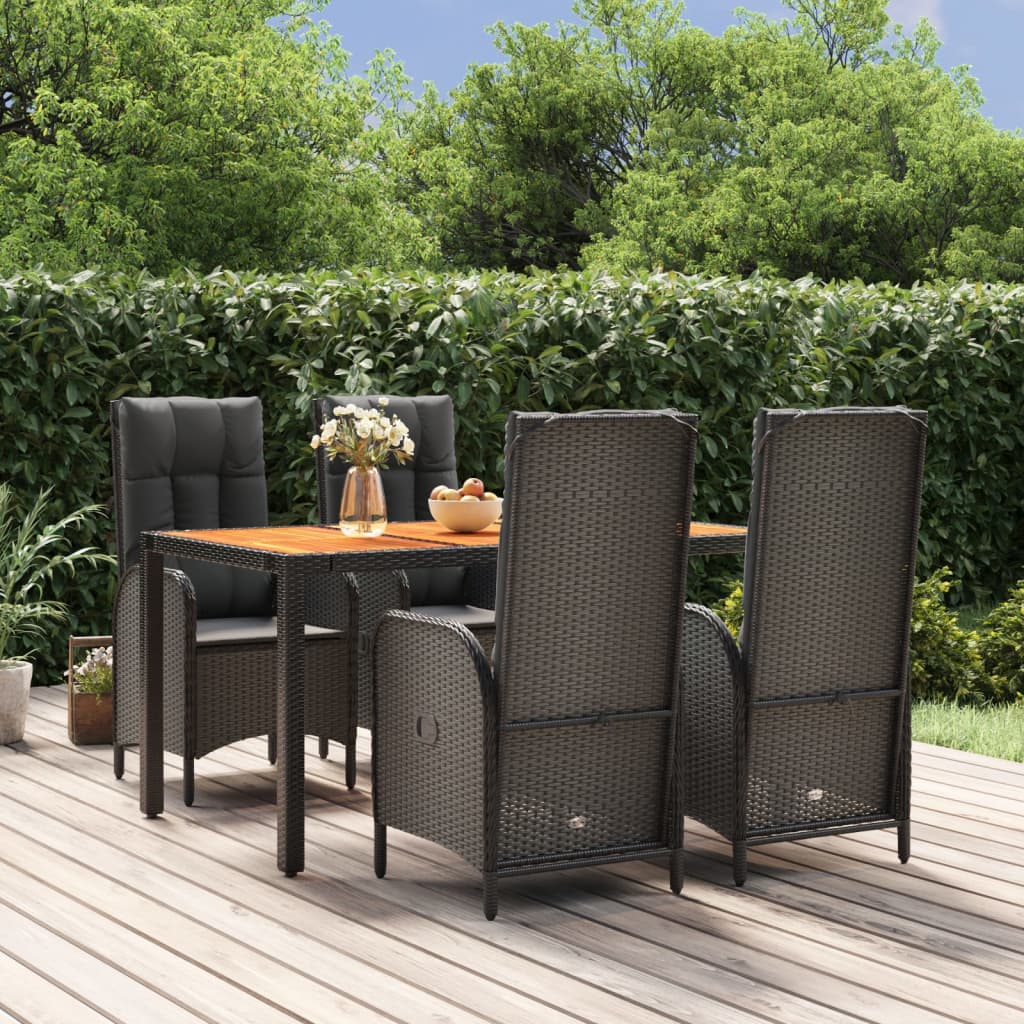 5-delige Tuinset met kussens poly rattan zwart is nu te koop bij PeponiXL, paradijselijk wonen!
