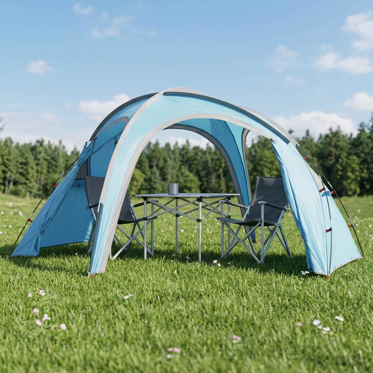 Trekkingtent met regenhoes waterdicht 3-persoons Blauw is nu te koop bij PeponiXL, paradijselijk wonen!