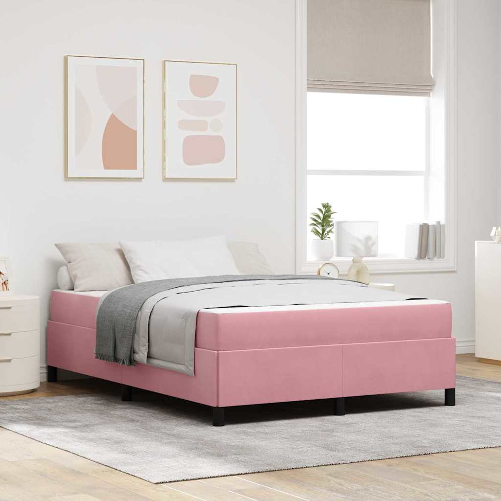Bedframe met matras Roze 140 x 200 cm Stof is nu te koop bij PeponiXL, paradijselijk wonen!