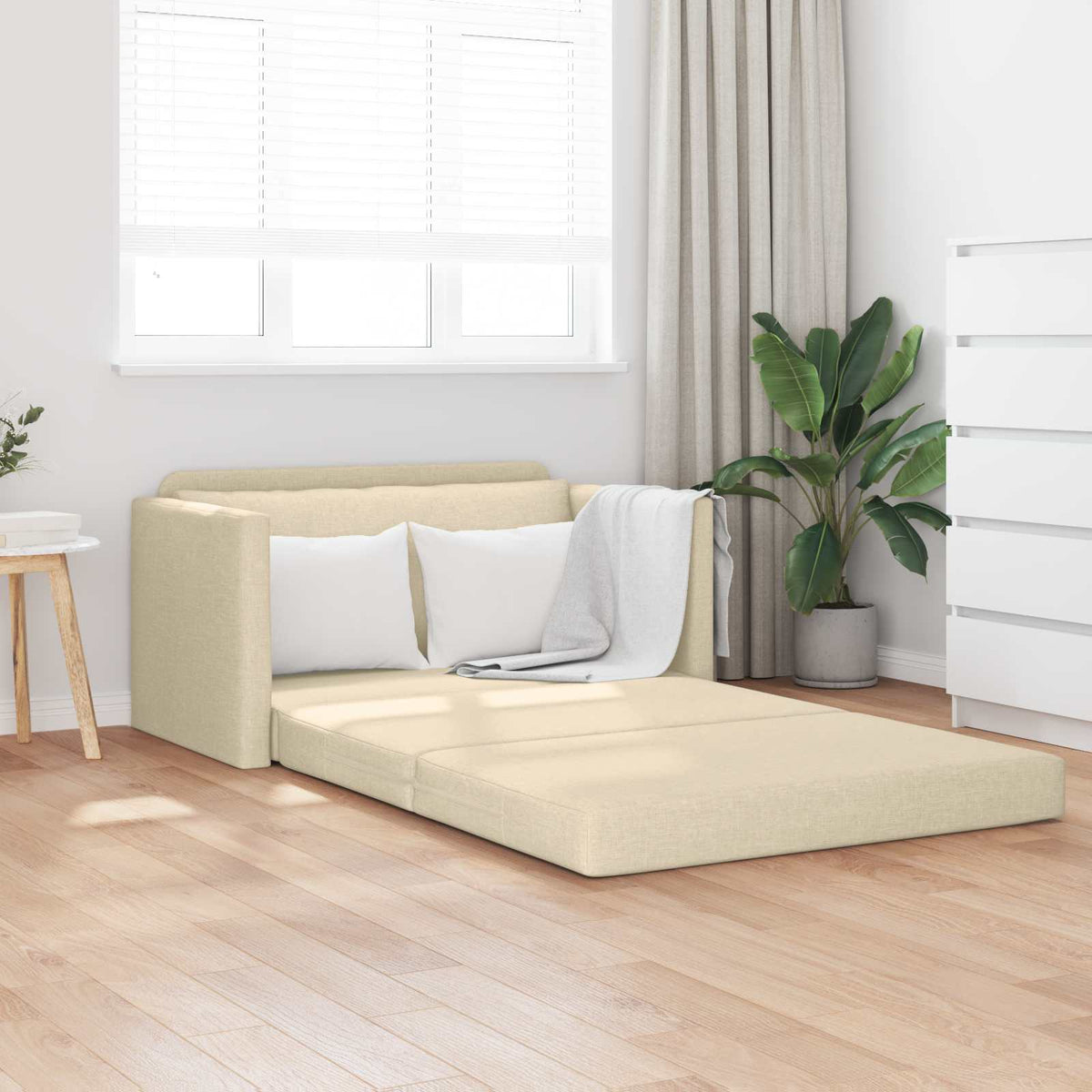 Slaapbank 110cm Crème Stof is nu te koop bij PeponiXL, paradijselijk wonen!