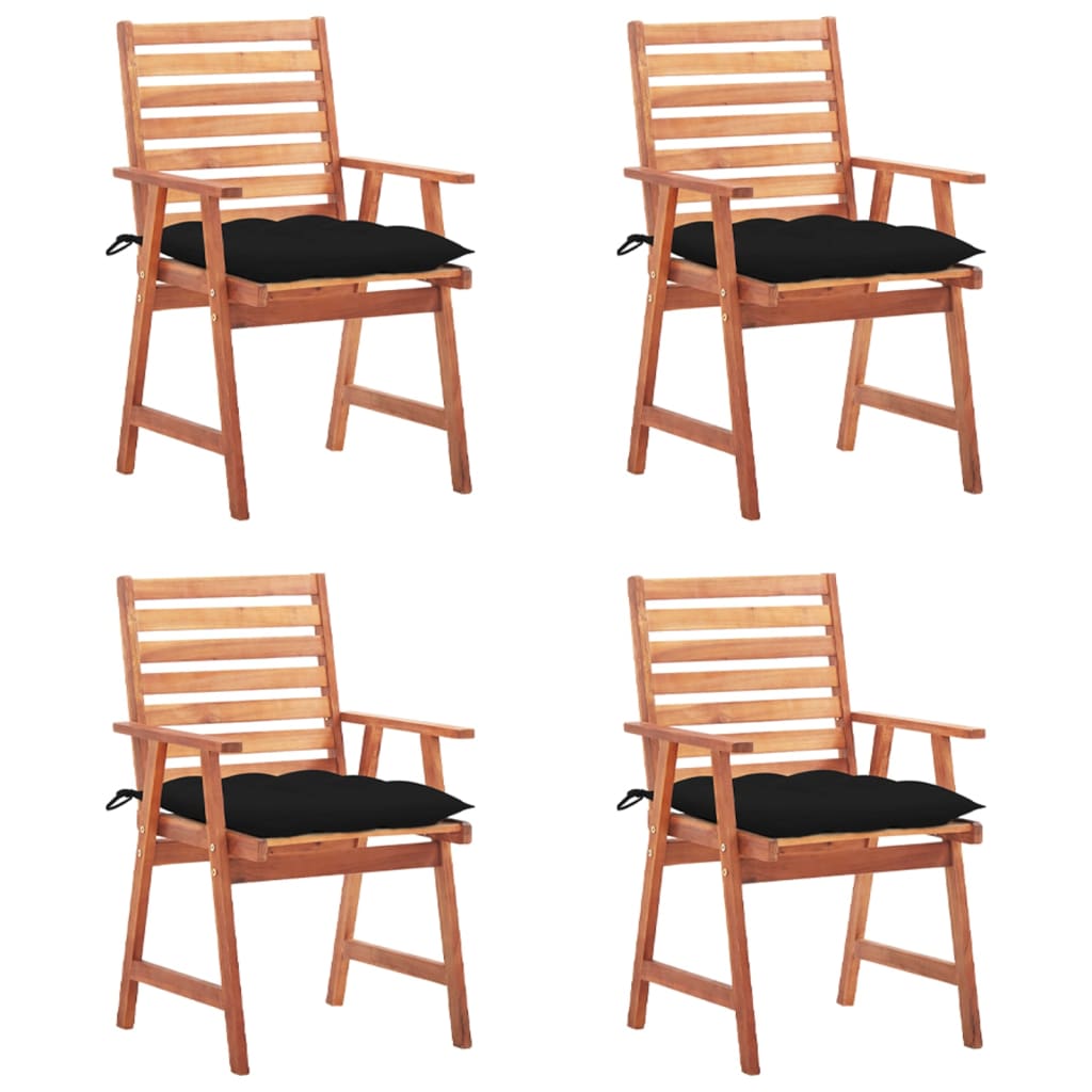 Tuinstoelen 4 st met kussens massief acaciahout is nu te koop bij PeponiXL, paradijselijk wonen!