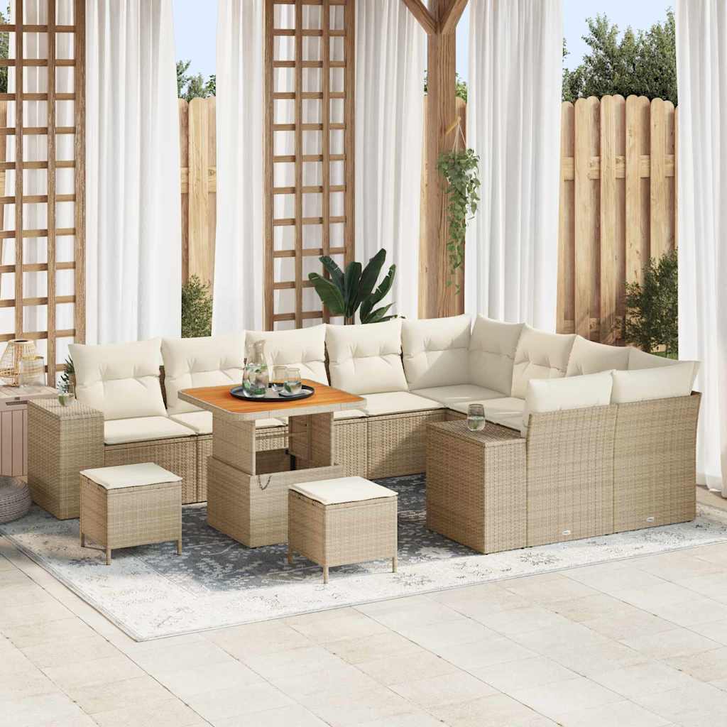 Tuin Sofa Set 12 st 9-Aantal zitplaatsen Beige en Crème is nu te koop bij PeponiXL, paradijselijk wonen!