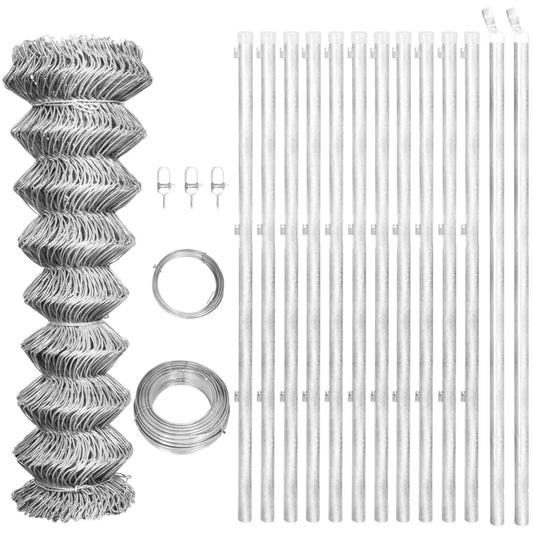 Gaashek met palen 25x1,25 m gegalvaniseerd staal zilverkleurig is nu te koop bij PeponiXL, paradijselijk wonen!