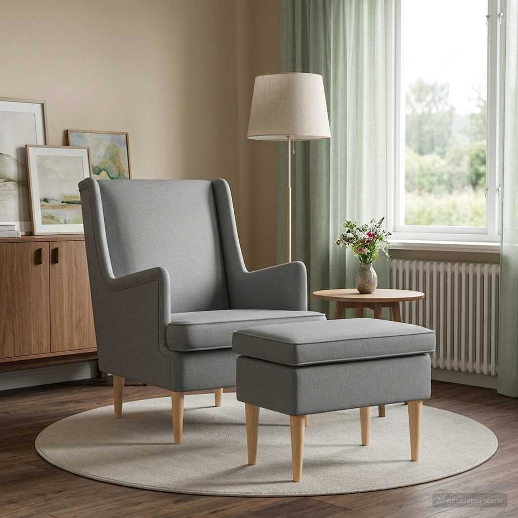 Fauteuil met Voetenbank 2 st Lichtgrijs Stof is nu te koop bij PeponiXL, paradijselijk wonen!