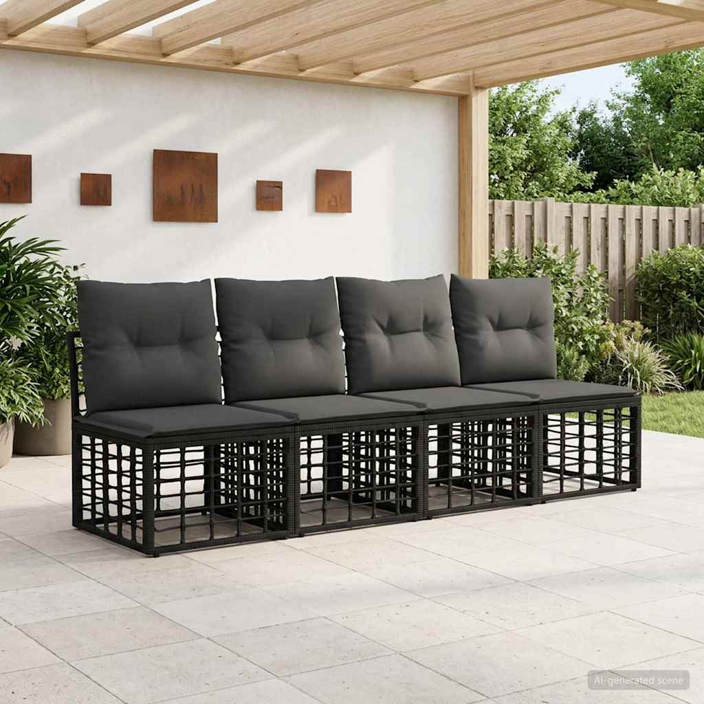 4-Zits Tuin Sofa Armloos 4 pcs 4-Aantal zitplaatsen Zwart is nu te koop bij PeponiXL, paradijselijk wonen!