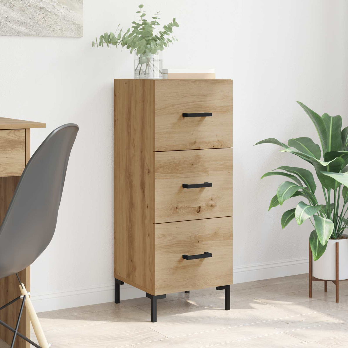 Dressoir Artisan Eiken 34,5 x 34 x 90 cm Bewerkt hout is nu te koop bij PeponiXL, paradijselijk wonen!
