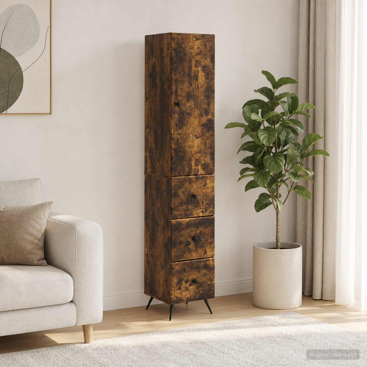 Kastenset 2 pcs Gerookt eiken 34,5 x 34,5 x 90 cm Bewerkt hout is nu te koop bij PeponiXL, paradijselijk wonen!