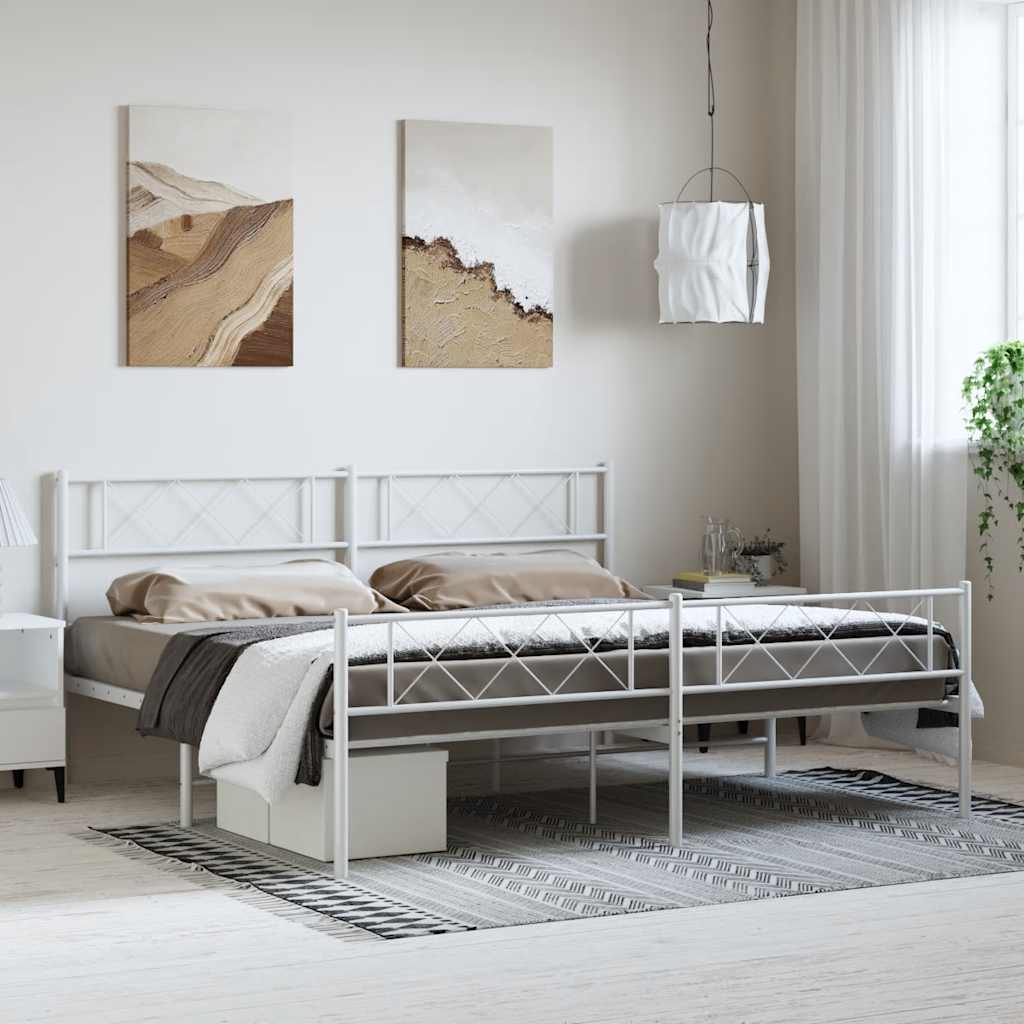 Bedframe met hoofd- en voeteneinde metaal wit 193x203 cm is nu te koop bij PeponiXL, paradijselijk wonen!