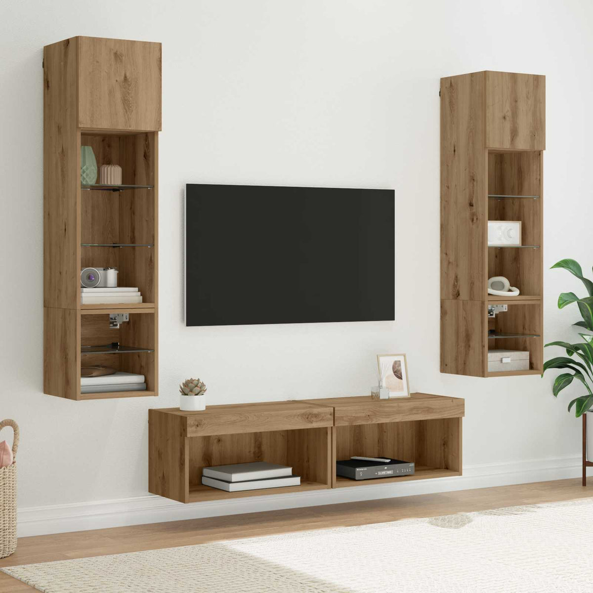 TV-wandmeubel Wandgemonteerd 6 pcs Artisan Eiken Bewerkt hout is nu te koop bij PeponiXL, paradijselijk wonen!