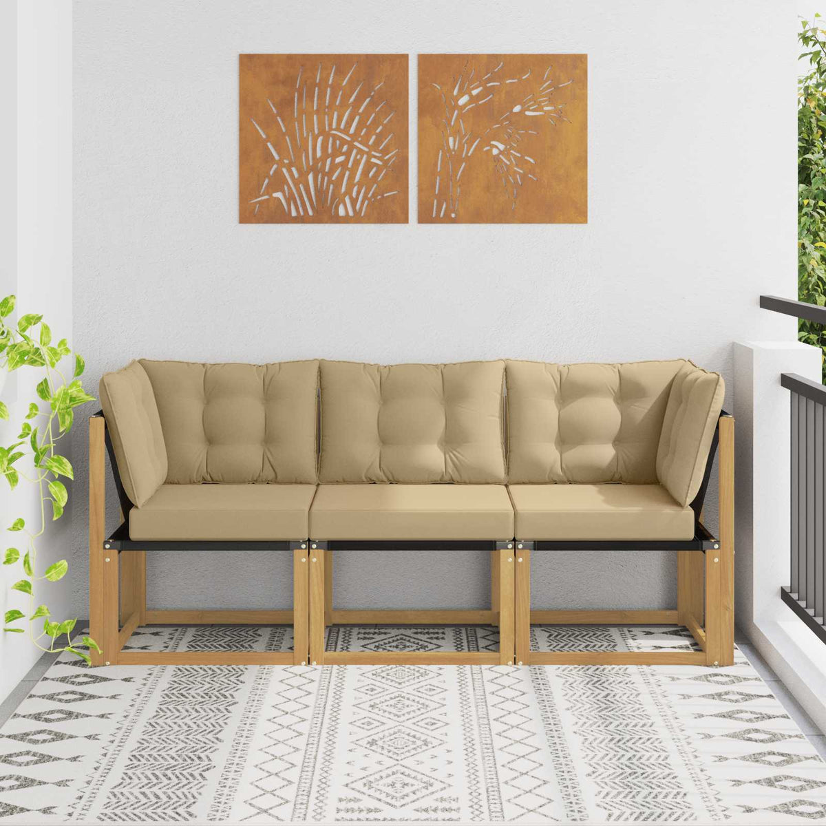 Outdoor Midden- en Hoeksalon met kussen 3 Stuk Wit is nu te koop bij PeponiXL, paradijselijk wonen!
