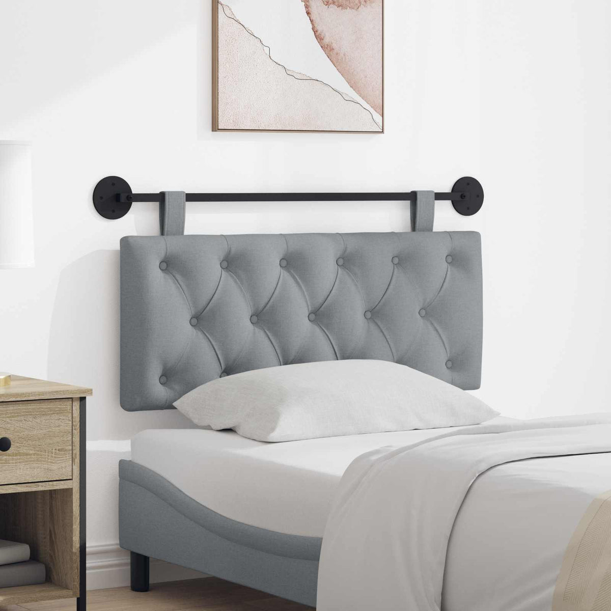 Hangend hoofdbord Lichtgrijs Stof is nu te koop bij PeponiXL, paradijselijk wonen!