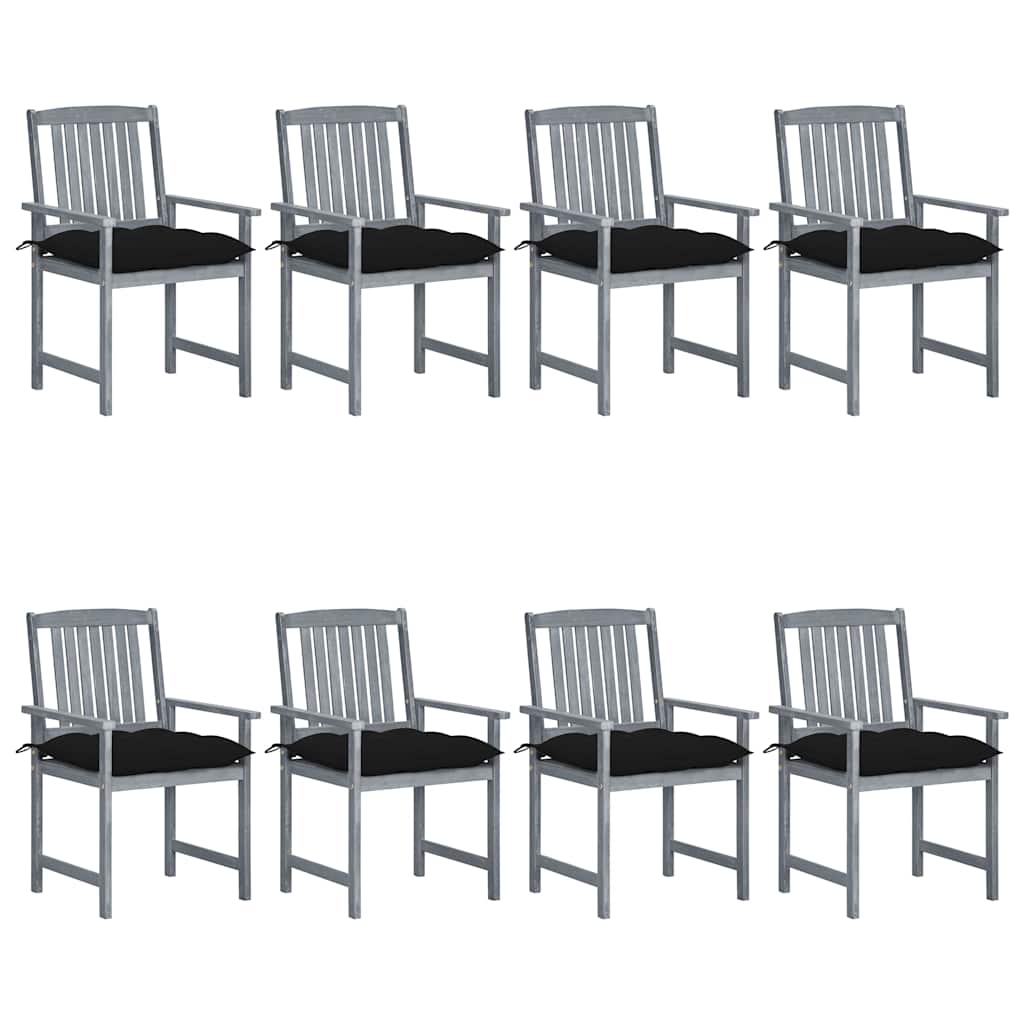Tuinstoelen 8 st met kussens massief acaciahout grijs is nu te koop bij PeponiXL, paradijselijk wonen!