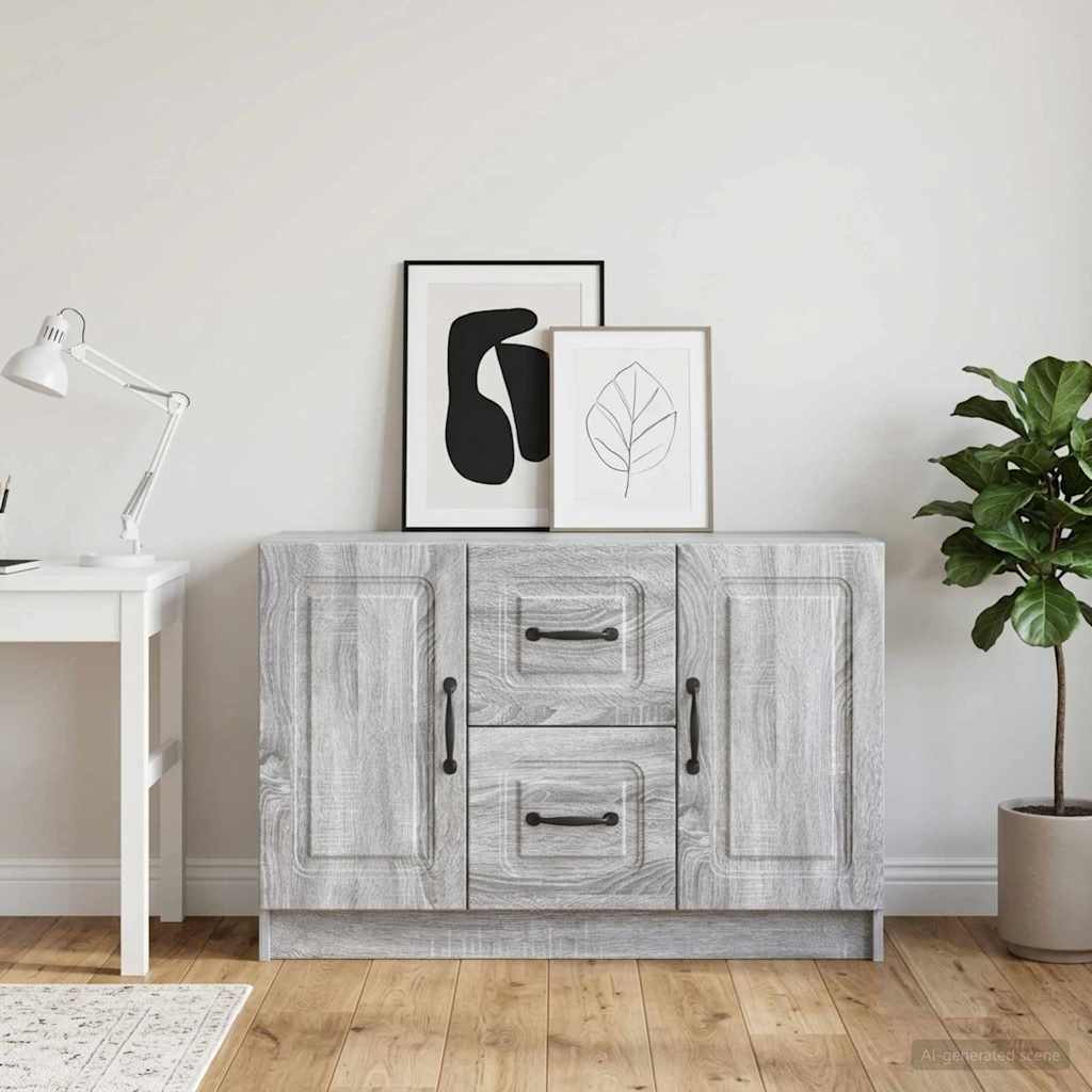 Dressoir met lade Grijs sonoma 89 x 34,5 x 57 cm Bewerkt hout is nu te koop bij PeponiXL, paradijselijk wonen!