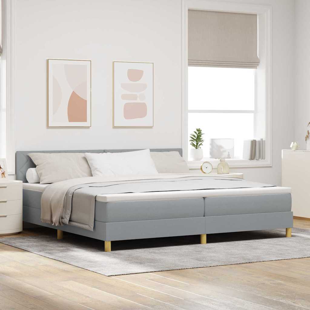 Boxspringbed met kussen Lichtgrijs 200 x 200 cm Stof is nu te koop bij PeponiXL, paradijselijk wonen!