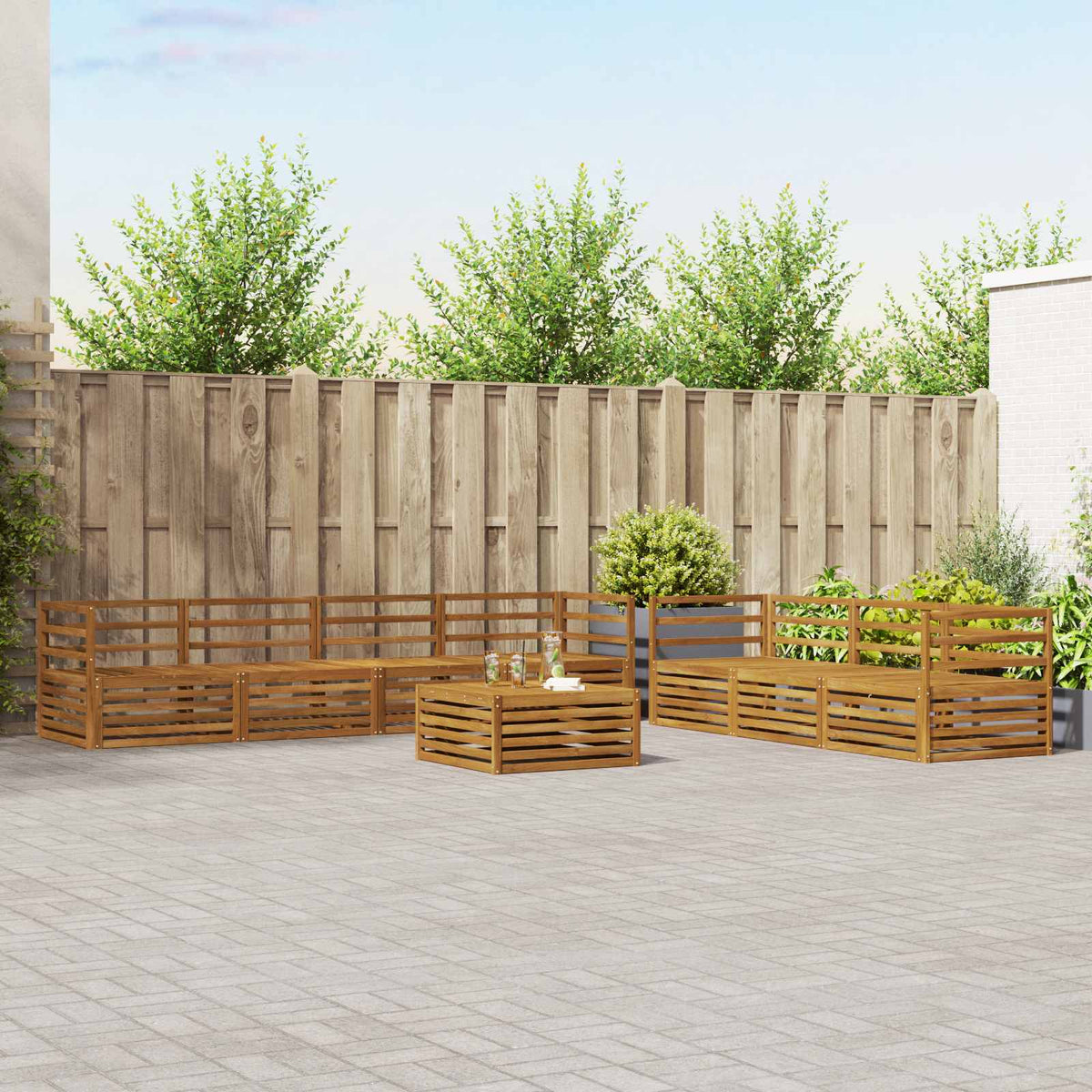 Buiten bankenset 8 pcs Naturel Massief Acaciahout is nu te koop bij PeponiXL, paradijselijk wonen!