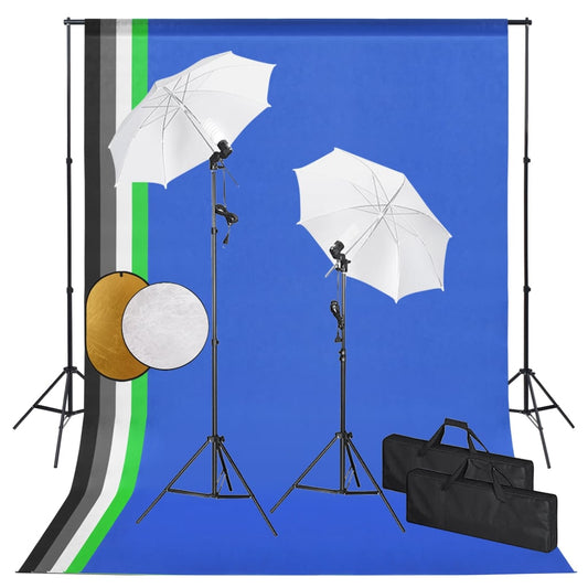 Fotostudioset met lampen, paraplu's, achtergrond en reflector is nu te koop bij PeponiXL, paradijselijk wonen!