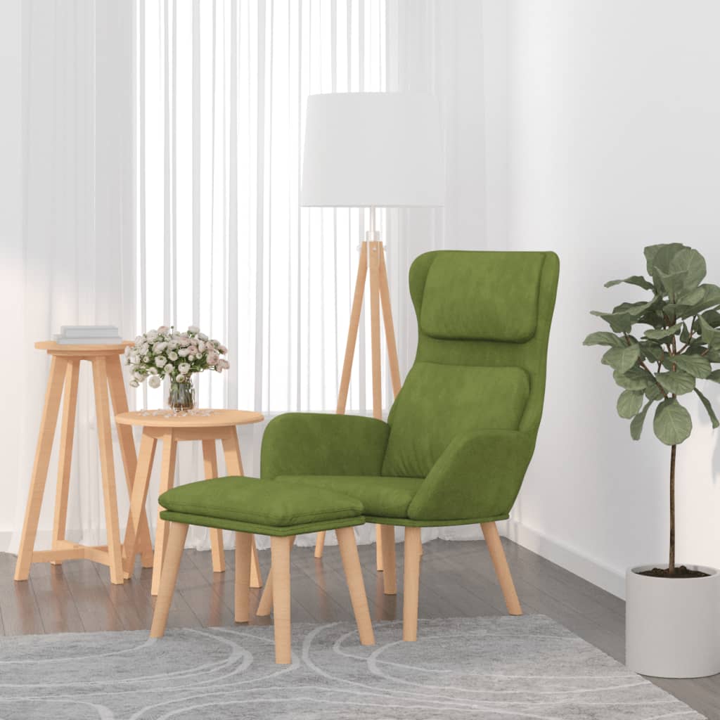 Relaxstoel met voetenbank fluweel lichtgroen is nu te koop bij PeponiXL, paradijselijk wonen!