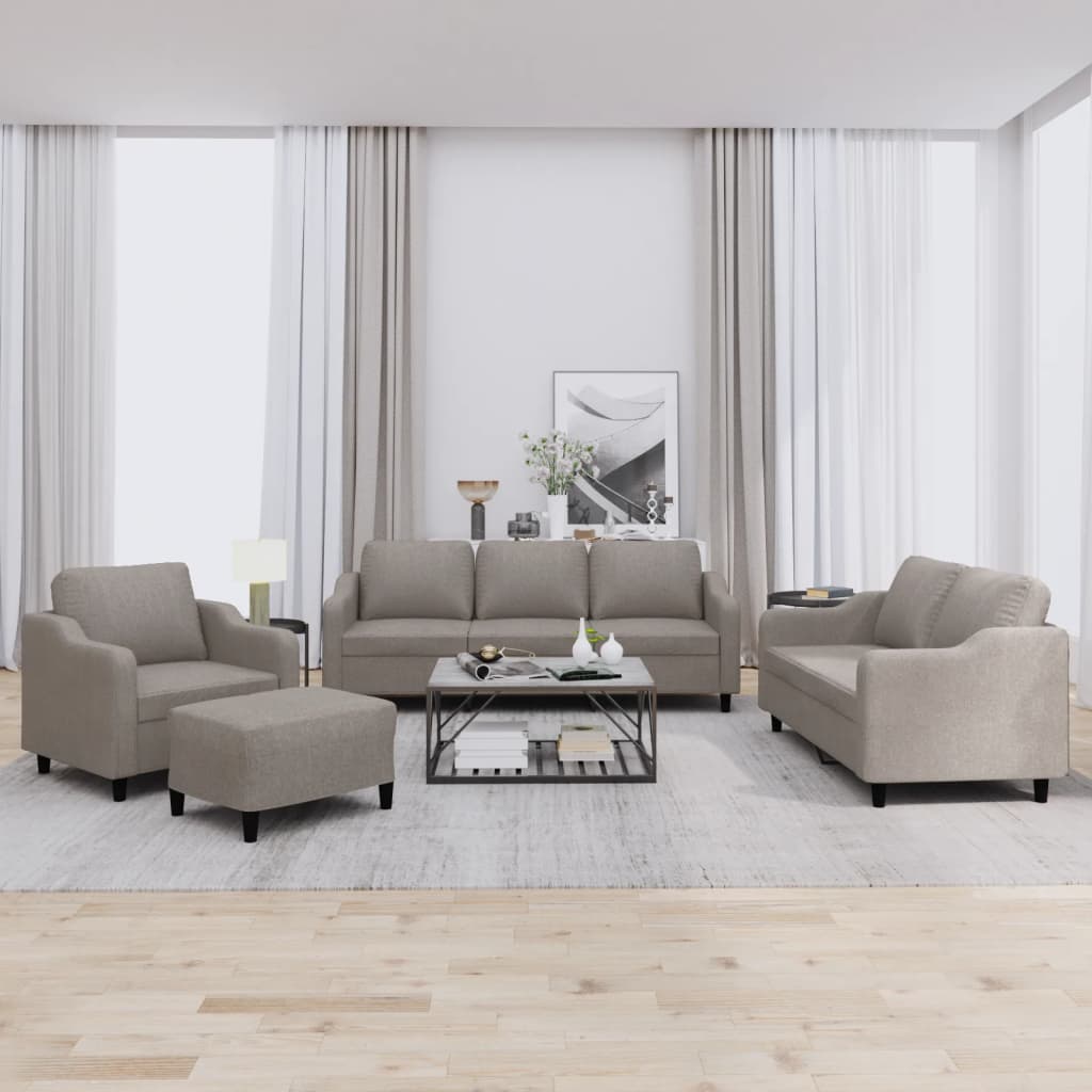 4-delige Loungeset met kussens stof taupe is nu te koop bij PeponiXL, paradijselijk wonen!