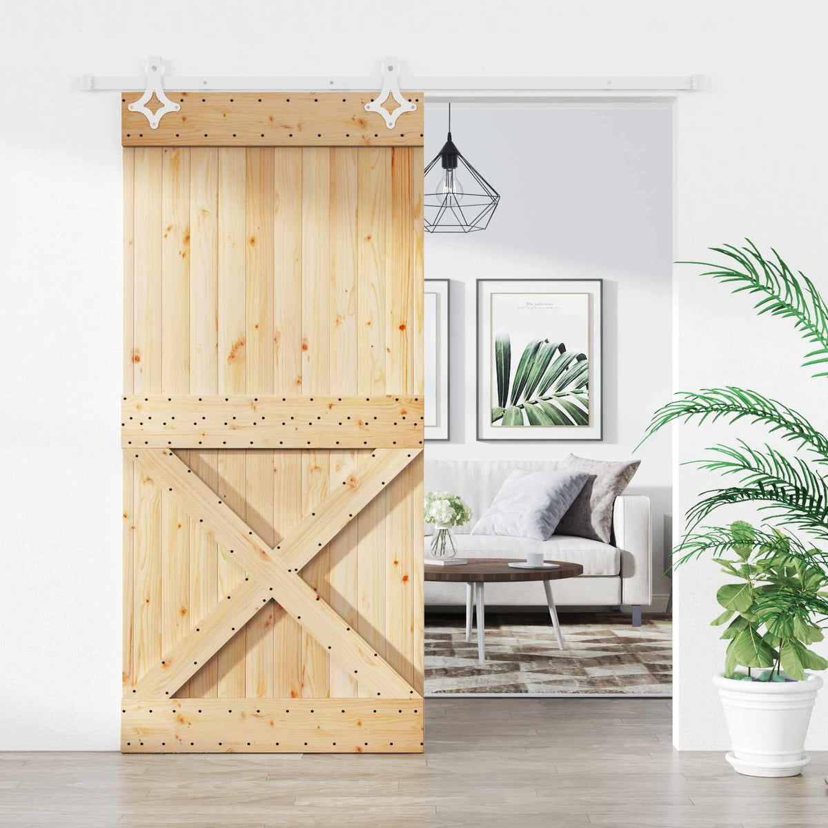 Schuifdeur Natuurlijk en Wit 100 x 210 cm Massief Grenenhout is nu te koop bij PeponiXL, paradijselijk wonen!