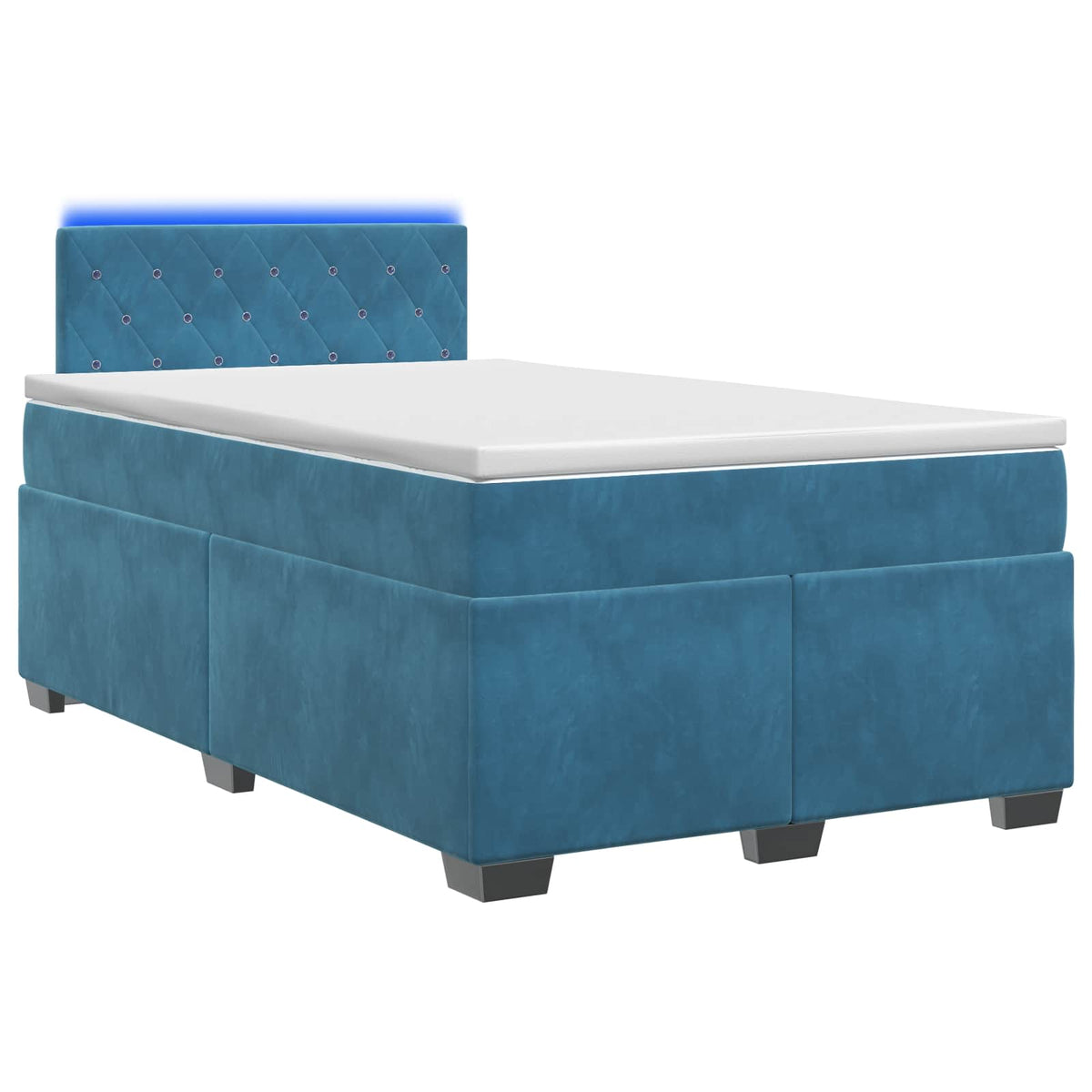 Boxspring Bed met Matras en LED Blauw 120 x 190 cm fluweel is nu te koop bij PeponiXL, paradijselijk wonen!