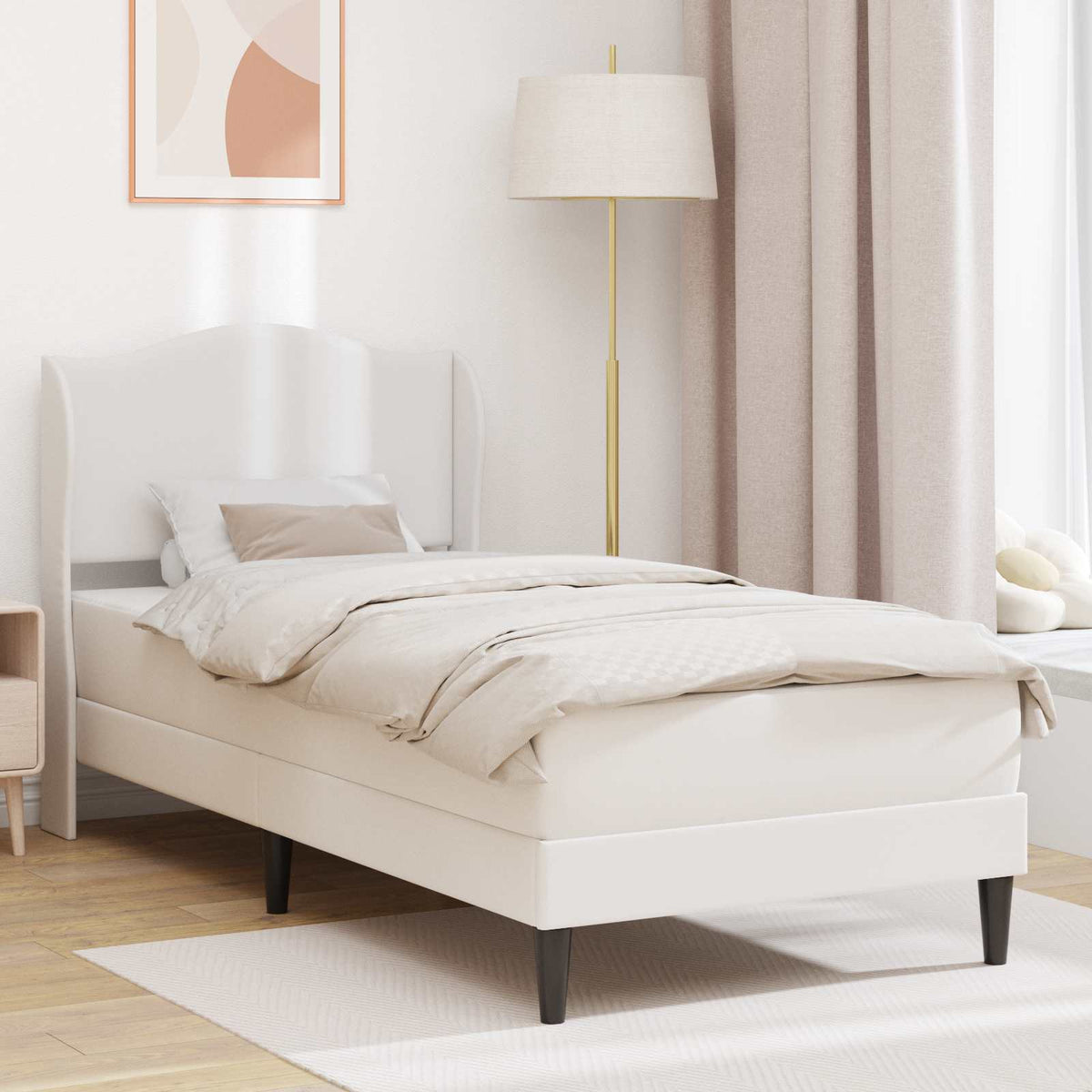 Bedframe met hoofdeinde Wit 90 x 190 cm Kunstleer is nu te koop bij PeponiXL, paradijselijk wonen!
