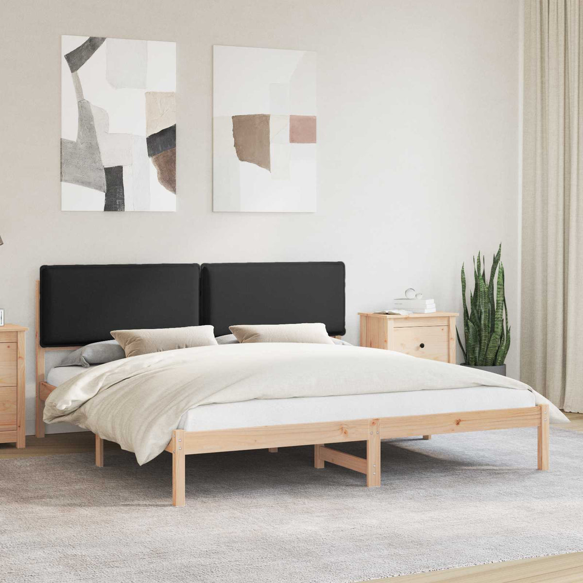 Bedframe met Gevoerd Hoofdgedeelte Zwart 200 x 200 cm is nu te koop bij PeponiXL, paradijselijk wonen!