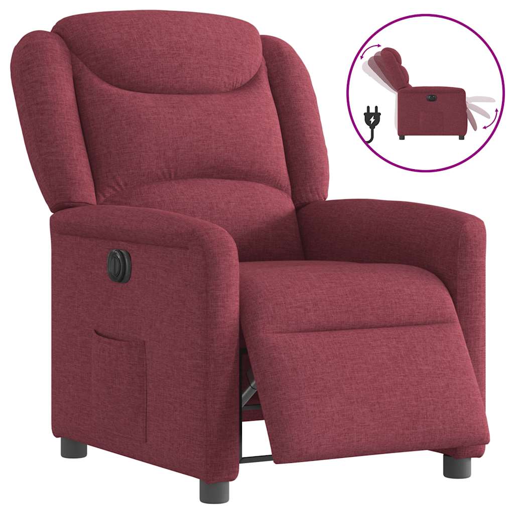 Fauteuil verstelbaar elektrisch stof wijnrood is nu te koop bij PeponiXL, paradijselijk wonen!