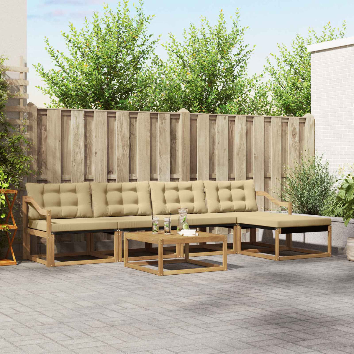 Buiten bankenset 6 pcs Wit en Beige 79 x 79 x 37 cm is nu te koop bij PeponiXL, paradijselijk wonen!