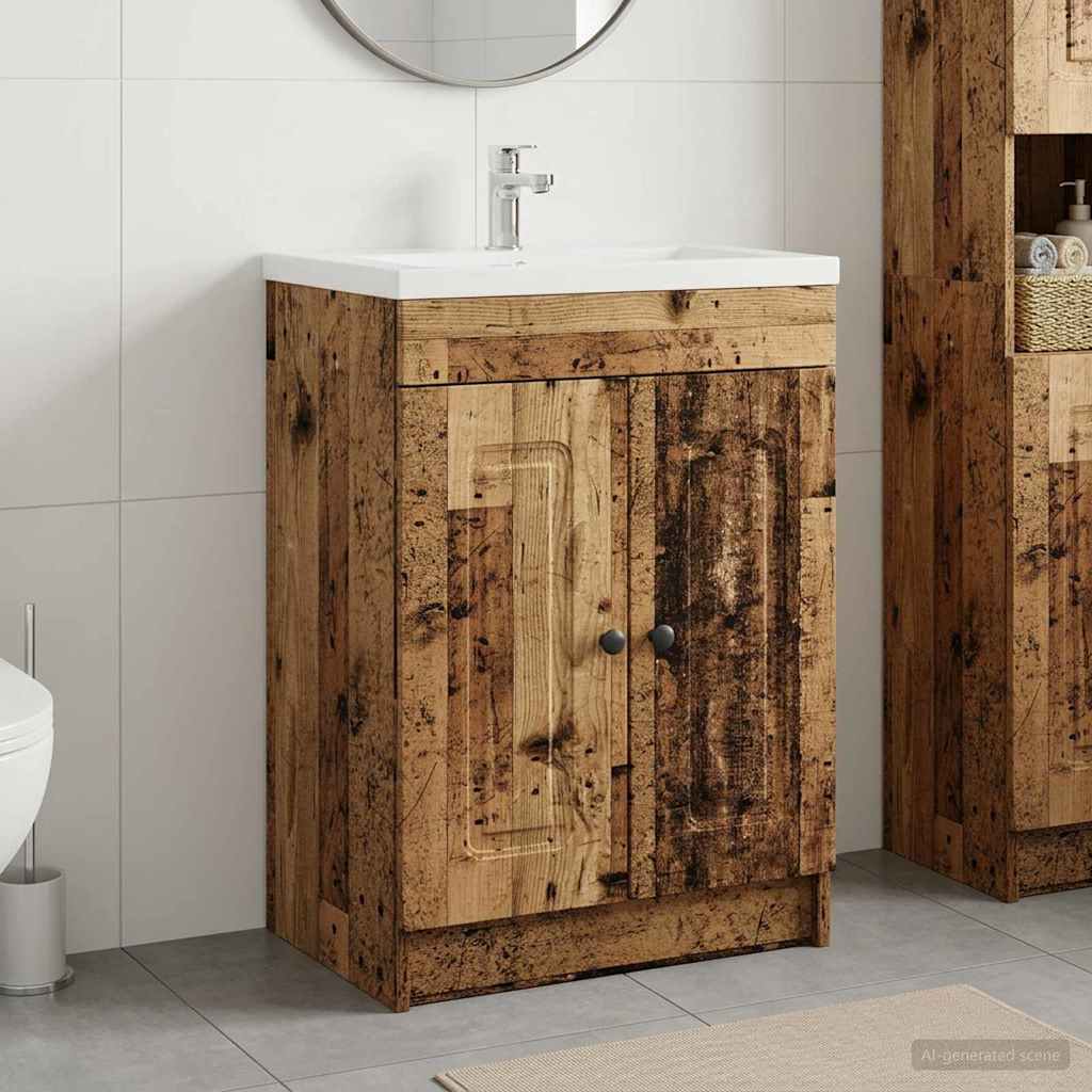 Badkamer onder wastafel kast Oud hout 78,5 x 37,5 x 81 cm is nu te koop bij PeponiXL, paradijselijk wonen!