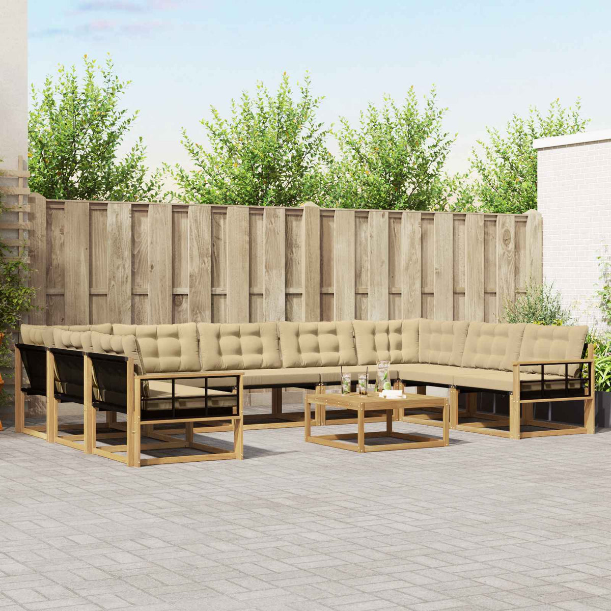 Buiten bankenset met kussen 10 pcs Wit en Beige is nu te koop bij PeponiXL, paradijselijk wonen!