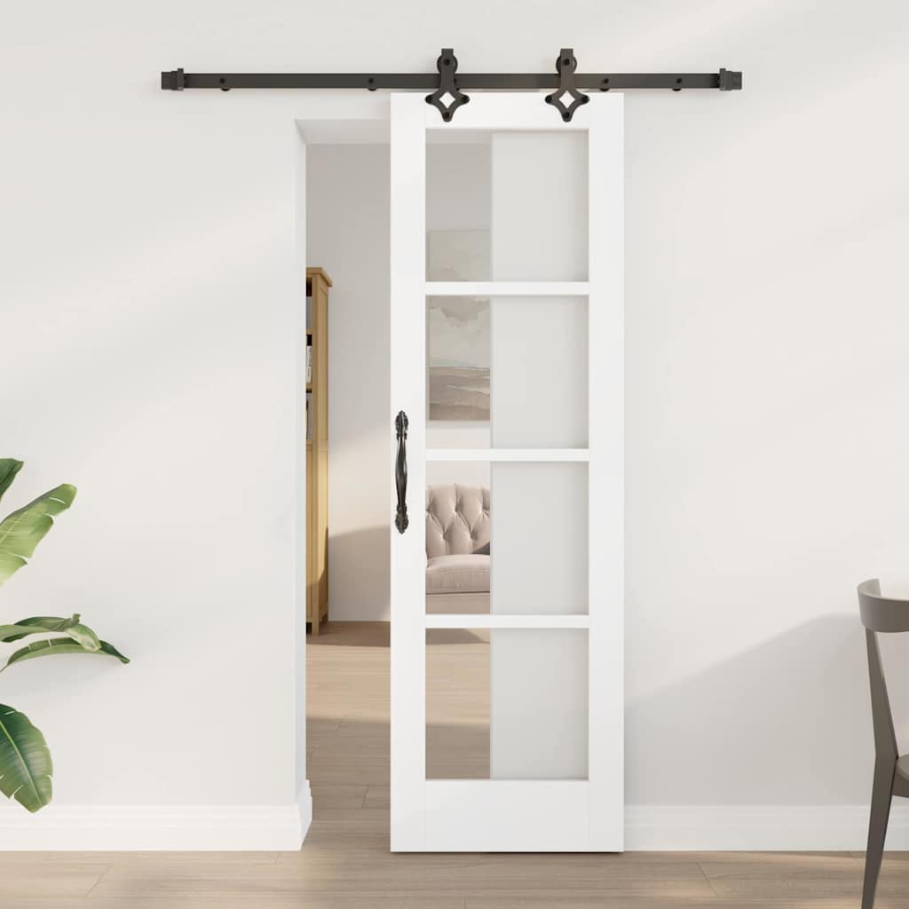 Schuifdeur Wit 61 x 198,5 cm Massief grenenhout en glas is nu te koop bij PeponiXL, paradijselijk wonen!