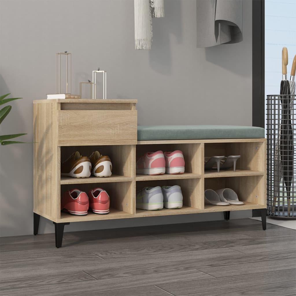 Schoenenkast 102x36x60 cm bewerkt hout sonoma eikenkleurig is nu te koop bij PeponiXL, paradijselijk wonen!