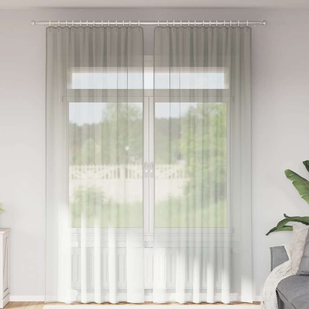 Gordijnen voile met roedezakken 2 st lichtgrijs is nu te koop bij PeponiXL, paradijselijk wonen!