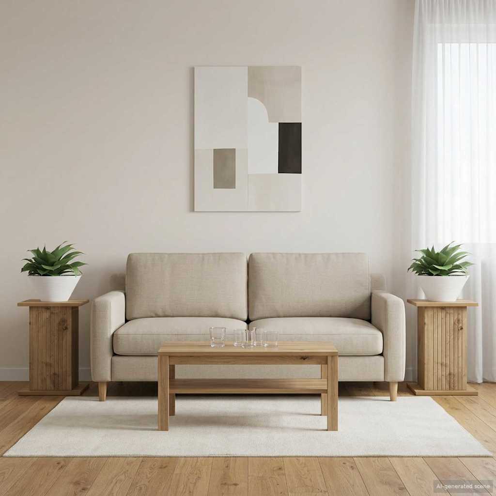 Plantenstandaard 2 pcs Artisanaal eiken 30,5 x 30 x 43 cm is nu te koop bij PeponiXL, paradijselijk wonen!