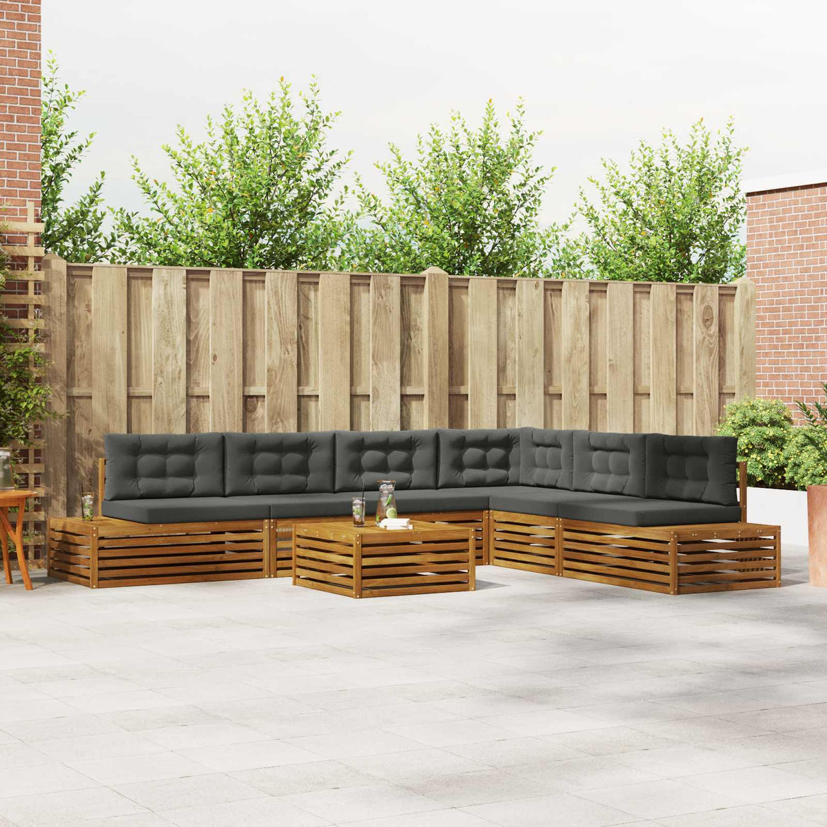 Buiten bankenset met kussen 7 Stuk Natuurlijk en Antraciet is nu te koop bij PeponiXL, paradijselijk wonen!