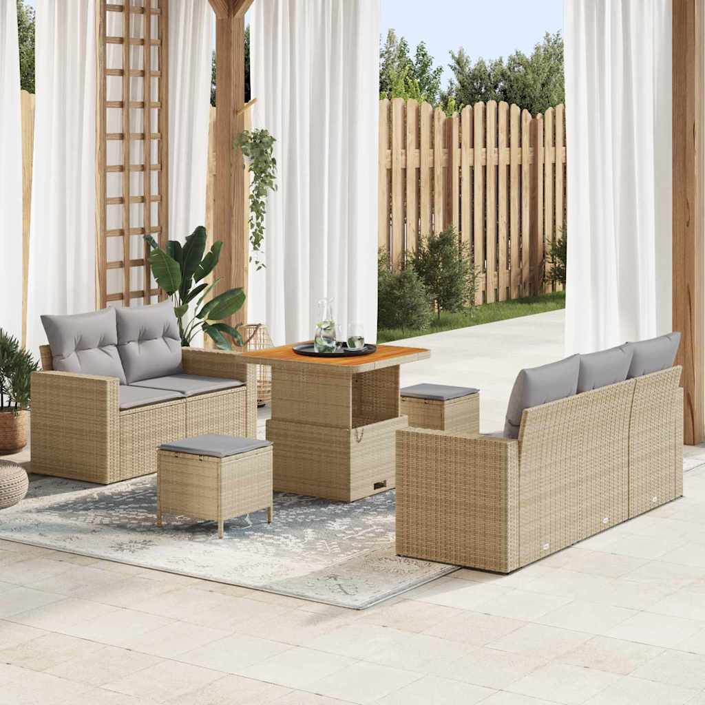Tuin Sofa Set met kussen met opslag 8 pcs beige en lichtgrijs is nu te koop bij PeponiXL, paradijselijk wonen!