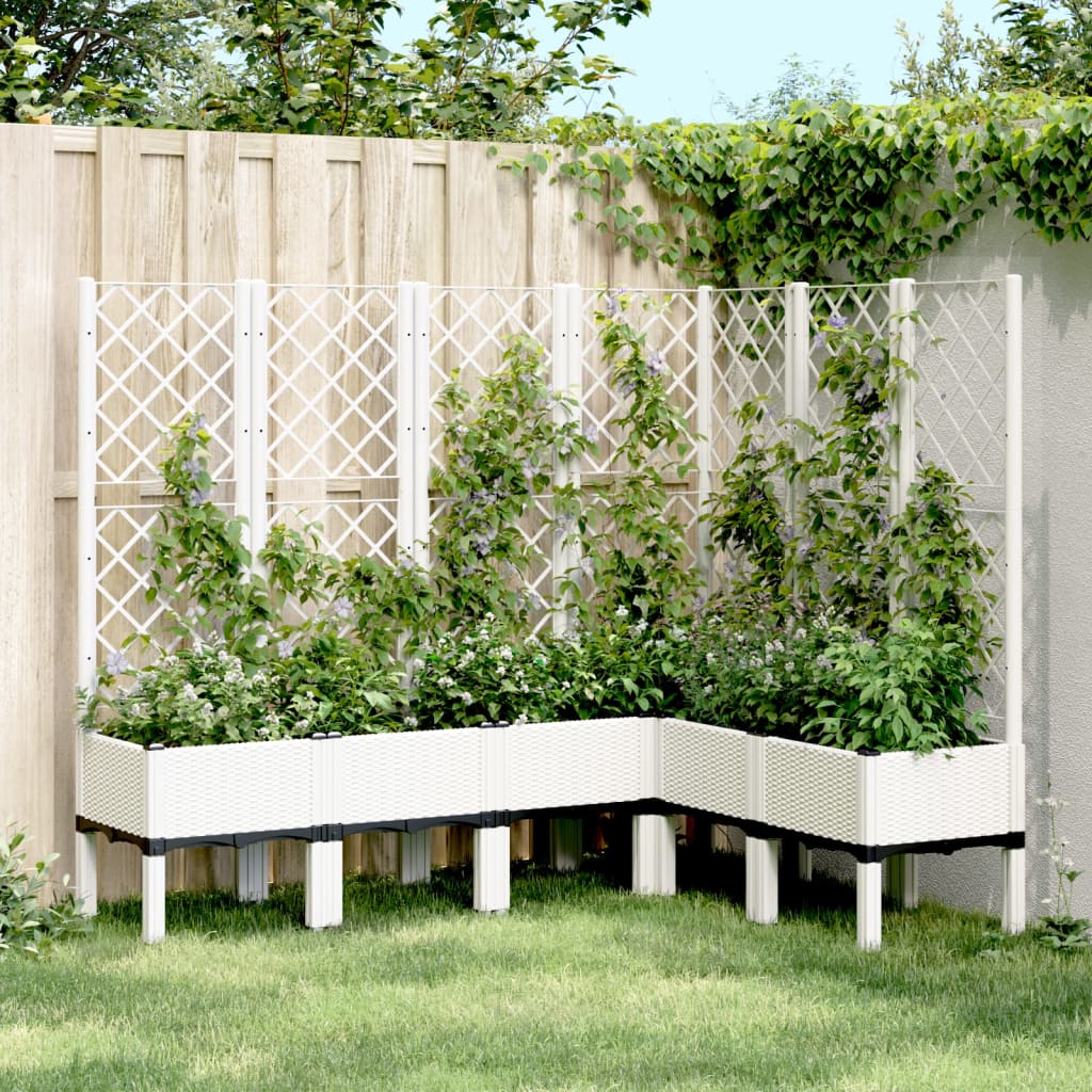 Plantenbak met latwerk 160x120x142 cm polypropeen wit is nu te koop bij PeponiXL, paradijselijk wonen!