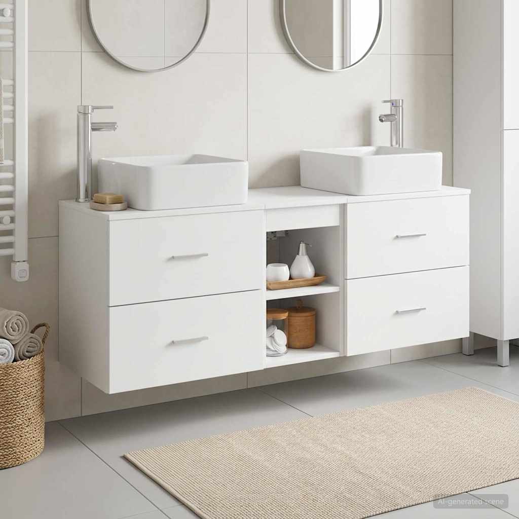 Badkamerkastenset 3 st Wit 49,5 x 41 x 63 cm Bewerkt hout is nu te koop bij PeponiXL, paradijselijk wonen!
