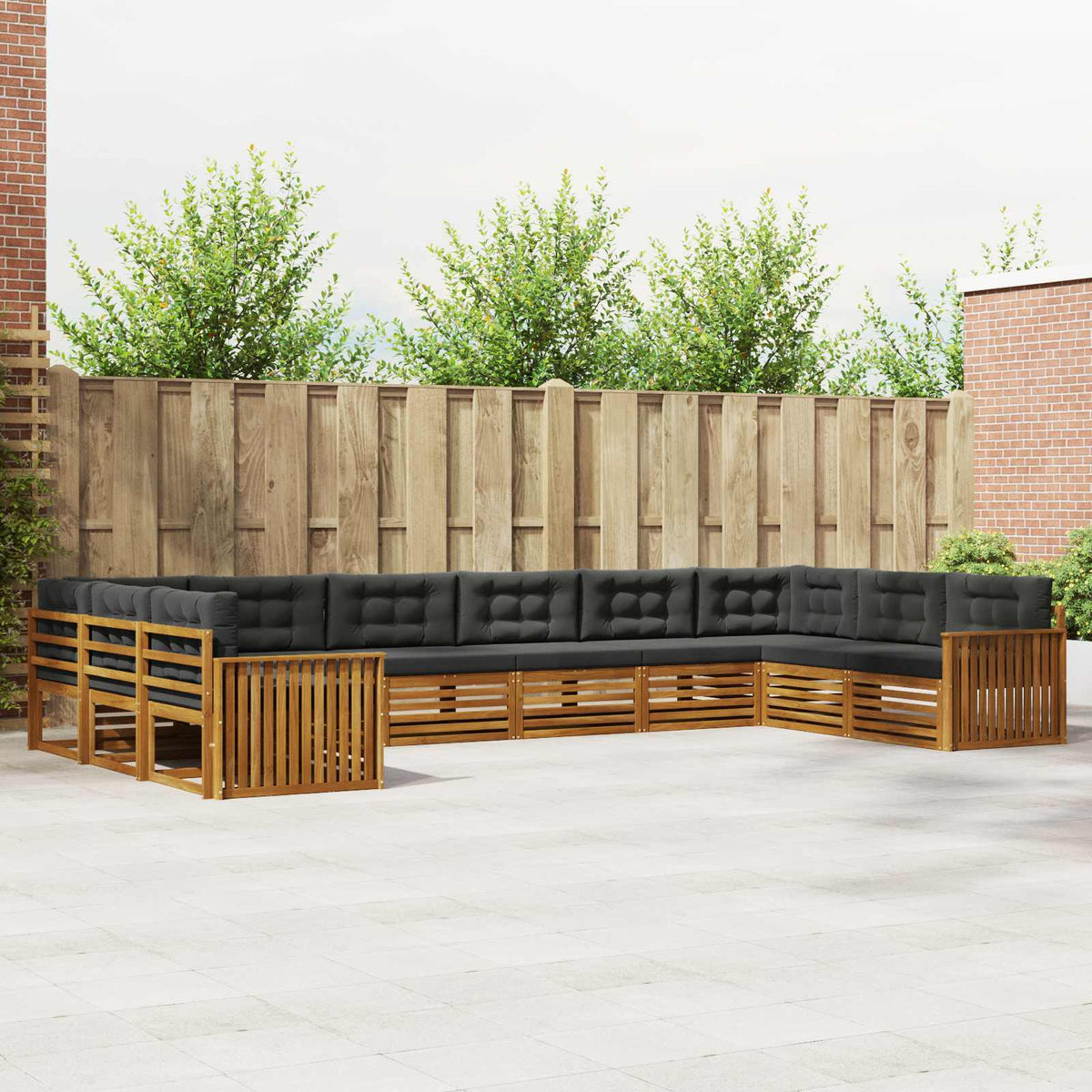 Sofa-Sets 7 pcs Natuurlijk en Antraciet Massief Acaciahout is nu te koop bij PeponiXL, paradijselijk wonen!