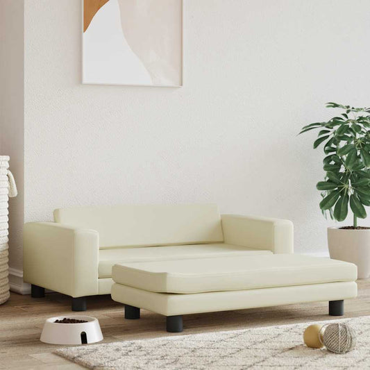 Hondenmand met verlengstuk 100x50x30 cm kunstleer crèmekleurig is nu te koop bij PeponiXL, paradijselijk wonen!