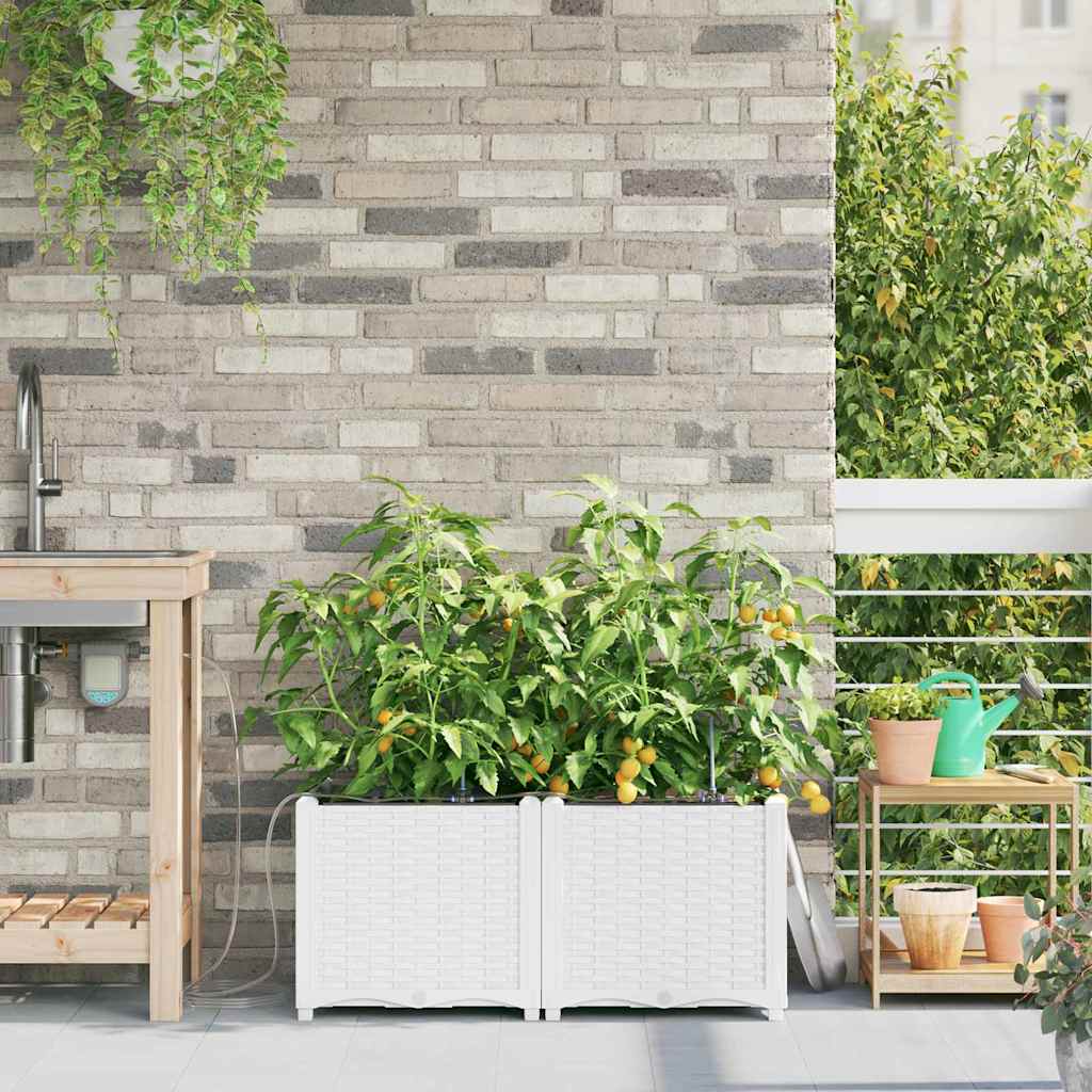 Tuin Bloempot 2 pcs Wit Kunststof is nu te koop bij PeponiXL, paradijselijk wonen!