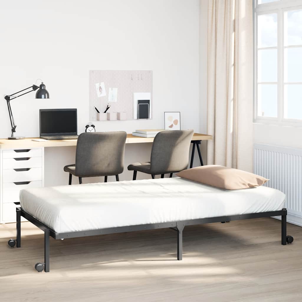 Bedframe zonder matras opvouwbaar 90x190 cm staal zwart is nu te koop bij PeponiXL, paradijselijk wonen!
